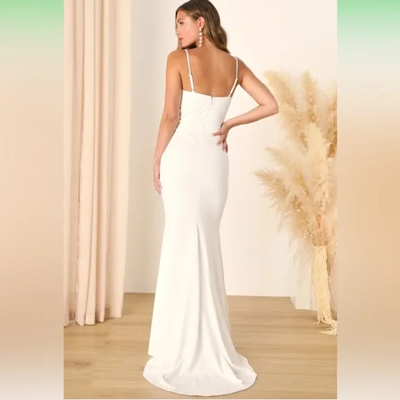 NWT Lulus Finding the One White Mermaid Maxi Dress - Picture 2 of 4